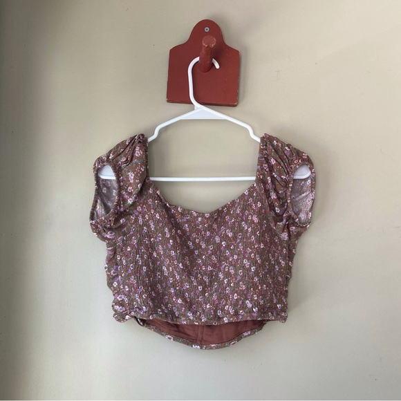 Aeropostale Brown Floral Crop Top M - Picture 4 of 6